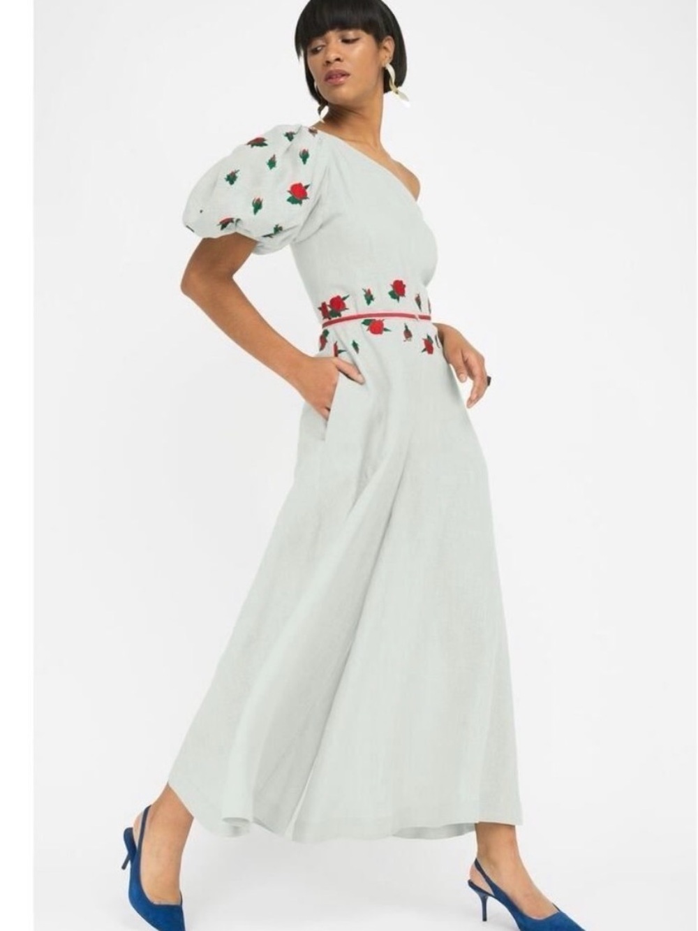 NWT Fanm Mon Datchna one shoulder embroidered jumpsuit - Picture 4 of 10